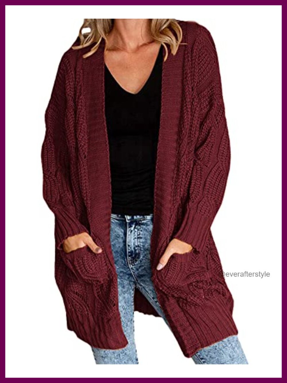 Open Front Long Cardigan Chunky Knit Loose Fit Casual Sweater